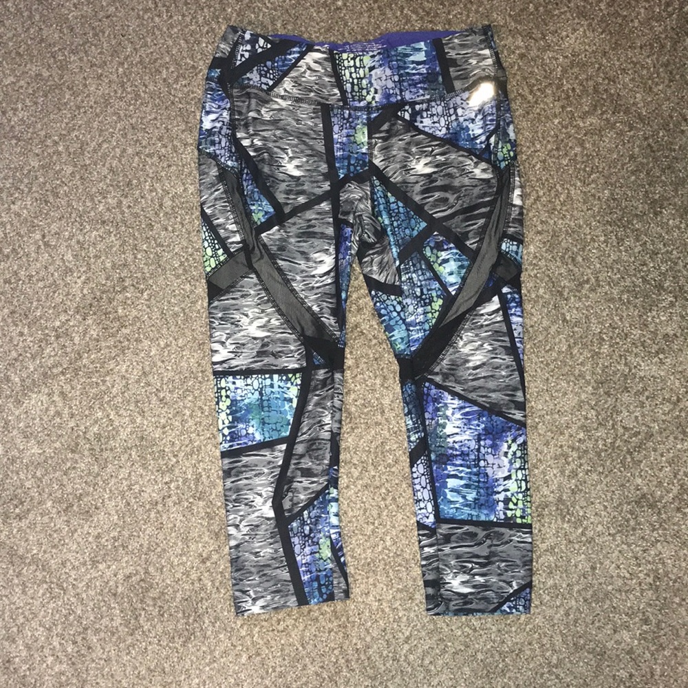 Blue and gray workout pants
